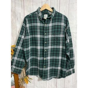 CHAPS Button Down Plaid Flannel Green Large